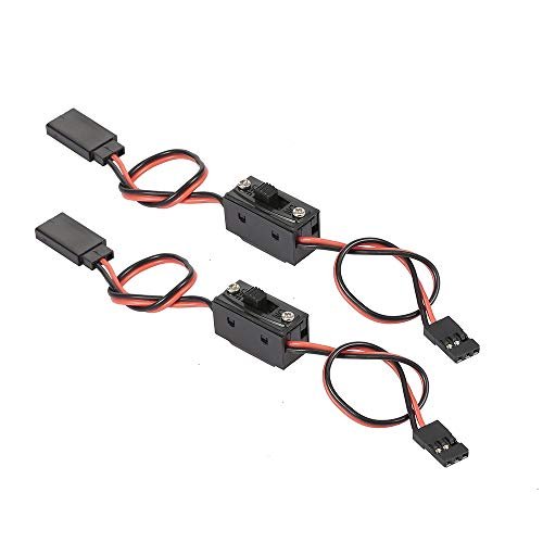 GLOBACT OGRC Rc Car Receiver Extra Channel Extended Cable with Power Switch for Bumper W Light Winch Compatible with Traxxas Rc4wd Tamiya Axial SCX10 1 10 1 8 RC Car Drone and RC Airplane Maneuvers 2PCs