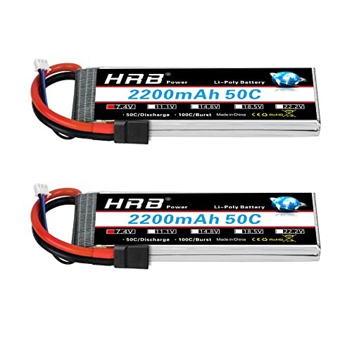 HRB 2PCS 2S Lipo Battery 7.4V 2200mAh for Landslide RC Truck and Other RC Vehicles