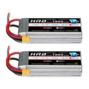 HRB 2PCS 1800mAh 6S 22.2V 50C LiPo Battery with XT60 Plug Ideal for RC Car Battery Tester and Helicopter Airplane Boat Truck