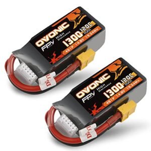 OVONIC 4s Lipo Battery 120C 1300mAh 14.8V with XT60 Plug for Byron RC Fuel FPV Racing Drone Quadcopter 2 Packs