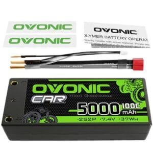 OVONIC 2S Shorty Lipo Battery 100C 5000mAh 7.4V for Wild Challenger RC Truck with Dean-Style T Connector