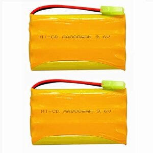 9.6V 800mAh NiCd Rechargeable Battery Pack with Mini Tamiya Connector for RC Trucks and Cars 2 Pack