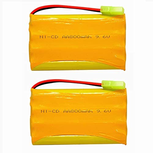 9.6V 800mAh NiCd Rechargeable Battery Pack with Mini Tamiya Connector for RC Trucks and Cars 2 Pack