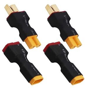 YLP 2 Pairs No Wire T Plug Male Female Connector to XT30 Male Female Plug Connector Adapter for RC Batteries