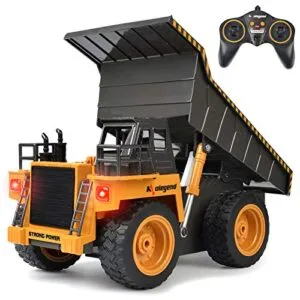 Kolegend 2023 Upgraded Black Construction Truck RC 4WD Remote Control Dump Truck with Rechargeable Battery for Kids