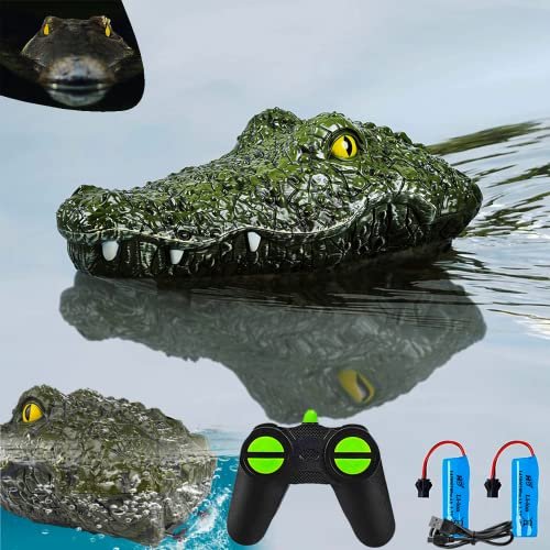 Akargol Fake Alligator Head RC Boat 2.4GHz Remote Control High Simulation Swimming Crocodile Toy for Pools and Lakes