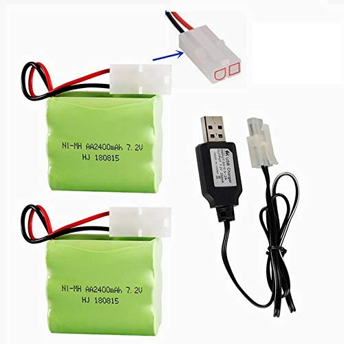 Customize Your Own RC Truck with 7.2V 2400mAh Rechargeable NiMH Battery Pack and USB Charger 2 Pack