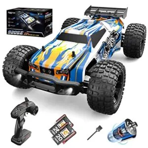 Holyton 1/10 Scale High Speed Monster Truck RC with LED Lights 48 KMH 4WD Offroad Remote Control Car for Adults Kids