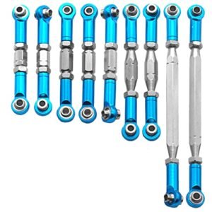 ShareGoo 9Pcs Metal Pull Rod Steering Servo Link Linkages Swing Arm Tie Rod Upper Suspension Ends for RC Servo Suspension Upgrade Compatible with Wltoys 12428 12429 12423 FY Series 1/12 RC Car Truck