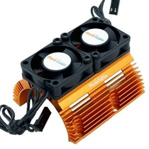 Powerhobby Best RC Tires for High Speed Aluminum Heat Sink with Twin Turbo Fans for 1/8 Scale Motors 40 8mm Diameter Orange