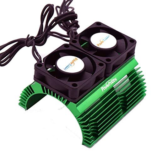 Power Hobbies Aluminum Heat Sink with Twin Turbo High Speed Fans for 1/8 Motors 40.8mm Diameter RC Vehicles RC Hobbies for Life
