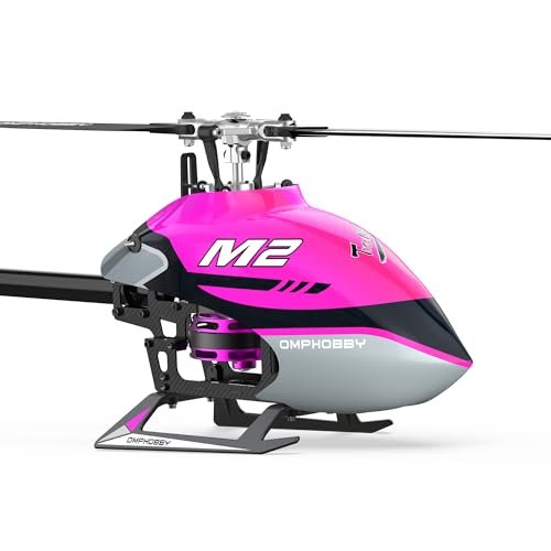 Electristar RC Plane OMPHOBBY M2 V2 Dual Brushless Motors Direct Drive 6CH 3D Helicopter Adjustable Flight Controller All Metal Servo Housing BNF Purple