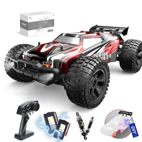 DEERC 9206E DIY Extra Shell 1/10 Scale Large Hobby Grade RC Car 48 KM H High Speed Remote Control Truck for Adults Boys All Terrain 4WD 2 4GHz Off Road Monster with 2 Battery for 40 Min Play