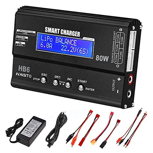 H B6 RC Lipo Battery Charger with XT 60 JST Deans Connectors 80W 6A for LiPo Li ion Life NiMH NiCd Batteries 1 6s RC Battery Charger Connectors