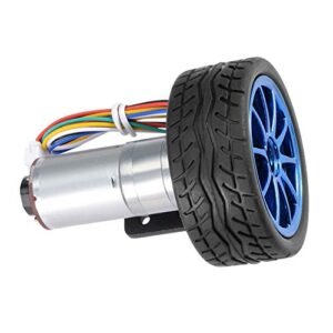 XYZ Brand DC12V DIY Encoder Gear Motor Kit with Mounting Bracket 65mm Wheel for RC Radial Engine Plans Smart Car Robot 60RPM