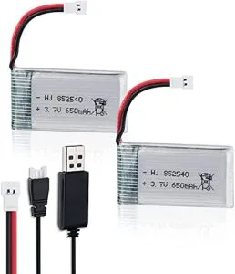 FPVERA 2PCS 3.7V 650mAh Lipo Battery with USB Charger for GAUI X5 RC Helicopter Drone Quadcopter