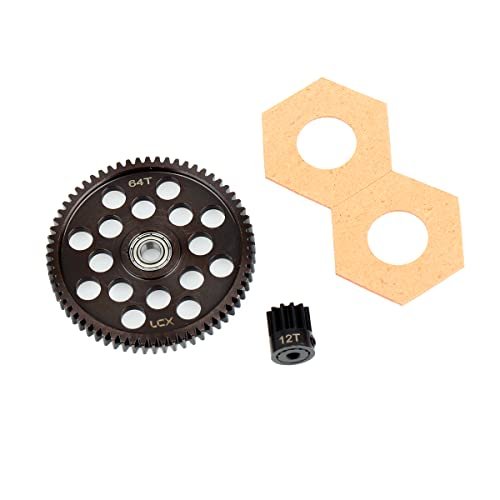LCX Racing 1 10th RC Crawler Car Hardened Steel 32P 64T Spur Gear with 12T Pinion Gear for Axial RR10 Bomber 90048 Shapeways RC Car Parts