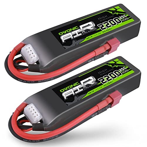 OVONIC 3S Lipo Battery 25C 2200mAh 11.1V for RC Truck Airplane Helicopter Quadcopter with Dean-Style T Connector 2 Packs