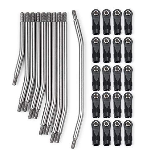 QUE T 10pcs Stainless Steel Steering Pull Rod Link Linkage for 1/10 RC SCX10 Crawler Car 324mm Wheelbase rc truck pull