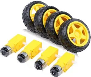 Gebildet 4pcs DC RC Wheels Geared Motor TT Motor Robot Gear Motor with Plastic Tire Wheels for DIY Toys and Robotics