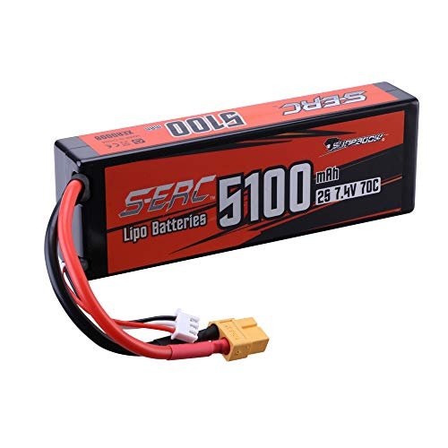 SUNPADOW 2S 7.4V 5100mAh 70C Lipo Battery XT60 Connector for RC Vehicles