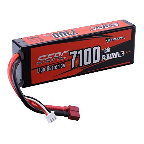 SUNPADOW 2S Lipo Battery 7.4V 7100mAh 70C Hard Case with T Plug for RC Vehicles