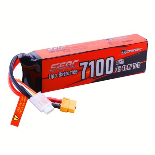 SUNPADOW 3S Lipo Battery 7100mAh 11.1V 70C with XT60 Connector for RC Vehicles Drones and Hobby Models