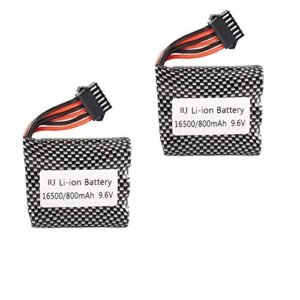 HJ 2 Pcs 9.6V 20C 16500 X 3 800mAh Rechargeable SM6P Plug Lithium Battery for High Speed RC Car S911 S912 9115 9116 9120 Remote Control Toy
