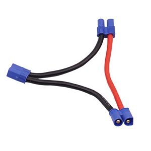 Treehobby EC3 2 Male to 1 Female Series Connector Adapter with 12awg 10cm Silicone Wire for RC Man Truck 8x8 Lipo Battery Connection