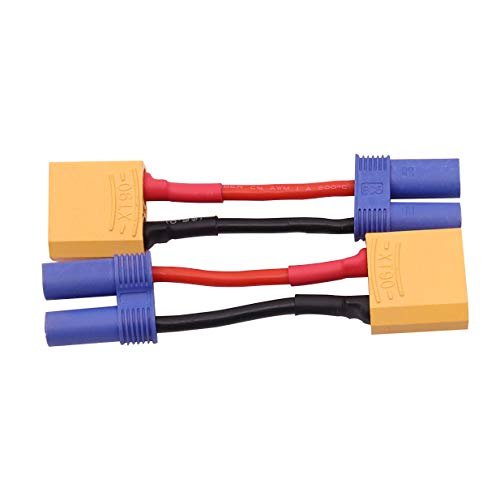 Treehobby 2PCS Female EC5 to Male XT90 Plug Connector Adapter Cable for RC Car Truck Boat Airplane Lipo Battery ESC Charger 14awg 5cm