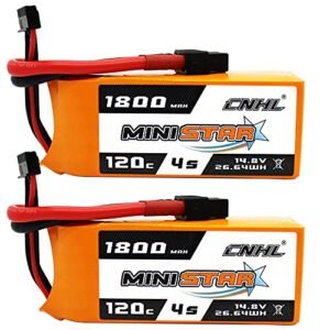 CNHL 1800mAh 4S Lipo Battery 14.8V 120C with XT60 Plug for RC Airplane Boat Heli Airplane Drone FPV Racing Hobby 2 Packs Prevent RC Heli Injuries