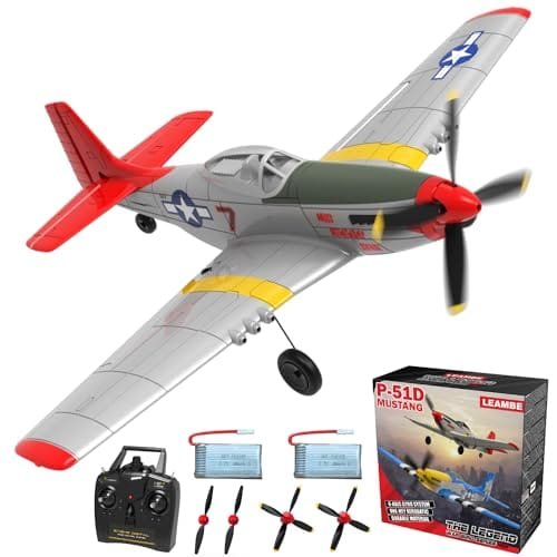 LEAMBE P51 Mustang RC Plane Control RC Plane with Computer 3 Flight Modes for Easy U Turns