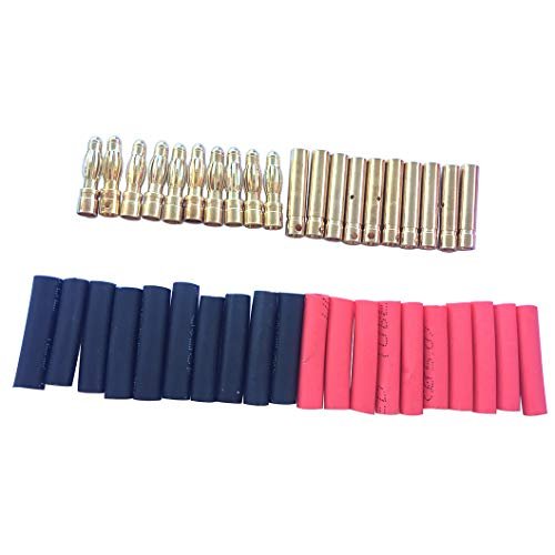 JFtech 10 Pairs 4 0mm Gold Bullet Banana Connector Plug for Rick Ross RC Plane ESC Motor
