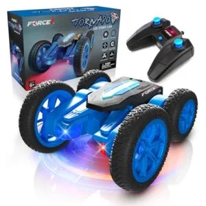 Force1 Tornado Blue LED Remote Control RC Cars for Kids with 360 Flips and Rechargeable Battery