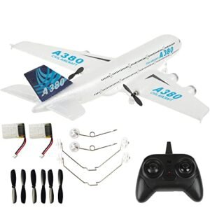 PLRB TOYS Frog in RC Plane A380 Remote Control Airplane 2.4Ghz DIY 2 Channels with 6 Axis Gyro EPP Foam Glider for Beginners Includes Two Batteries