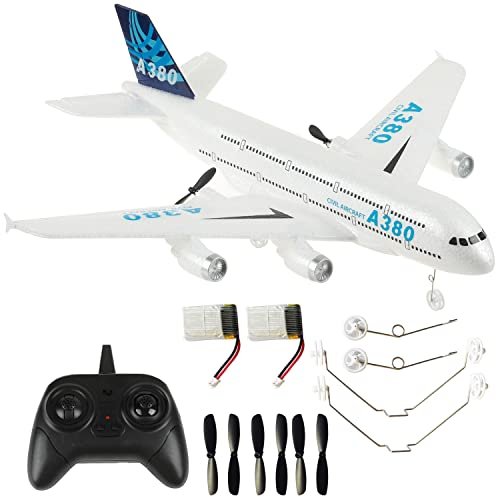 OTTCCTOY A380 EPP RC Plane Plans 2.4Ghz DIY 2 Channels Remote Control Airplane with 6 Axis Gyro for Beginners