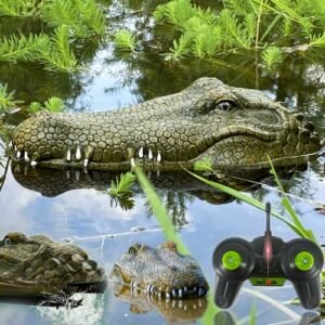 Akargol 2.4 GHz Alligator Boat RC Remote Control Floating Decoy for Lakes and Pools Rechargeable Prank Toy