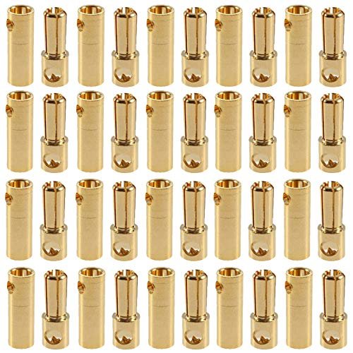 Yiqigou 20 Pairs Gold Plated 5.5mm Banana Plug Bullet Connectors for RC Willey Tables ESC Motor Lipo Battery