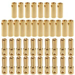 Yiqigou 20 Pairs Gold-Plated 5.0mm 5mm Banana Plug Bullet Male Female Connector Adapter for RC Lipo Battery ESC