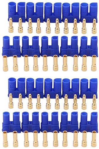 Yiqigou 10 Pairs EC2 2MM Banana Plug Male Female Gold Bullet Connector Adapter for RC Lipo Battery ESC Motor
