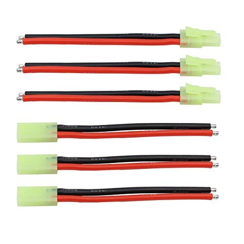 Treehobby 3 Pairs Mini Tamiya Male Female Battery Connectors with Silicone Wire for the World's Largest RC Boat 14AWG 10cm