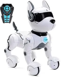 Vivitar Robo RC Smart Robot Dog Interactive Programmable Toy for Kids Ages 5 7 with Remote Control Voice and Touch Features White