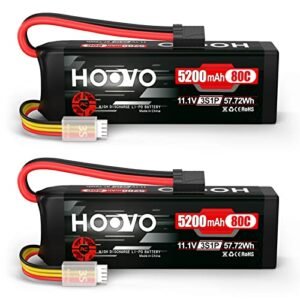 HOOVO H100 RC Boat Battery 11.1V 80C 5200mAh 3S LiPo with Tracxas Plug 2 Packs