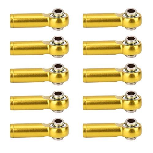 Dilwe 10PCS Aluminium Alloy Ball Holder Tie Link Rod End Joint for Truck Model Peterbilt 359 RC Car Golden