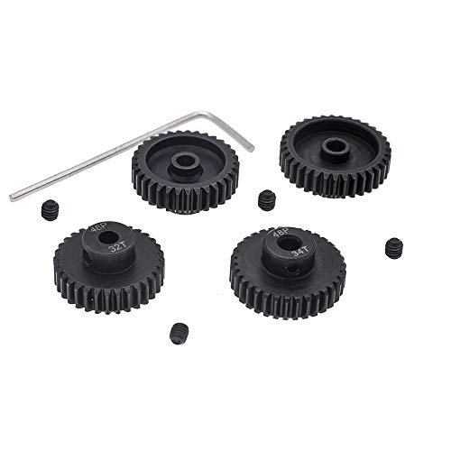 GTHELE 4pcs 48P Pinion Gear Set 3.175mm Hardened 32T 33T 34T 35T 48DP Pitch Gears for Collective Pitch RC Helicopter Controls