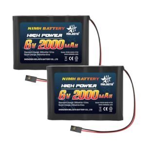Melasta Reviving NiMH Batteries RC 6V 2000mAh Rechargeable Battery Pack 2Pack for Futaba Hitec RC Airplanes