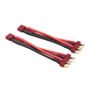 OliYin 2pcs T Plug 2 Male to 1 Female Parallel Adapter Wire Cable 14awg 3.93inch for RC LiPO Battery Pack of 2