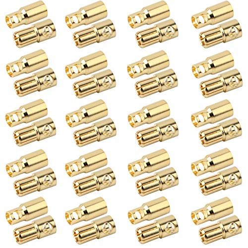 LinsyRC 20 Pairs Gold Plated 6MM Banana Plug Bullet Connector for RC Lipo Battery ESC Motors