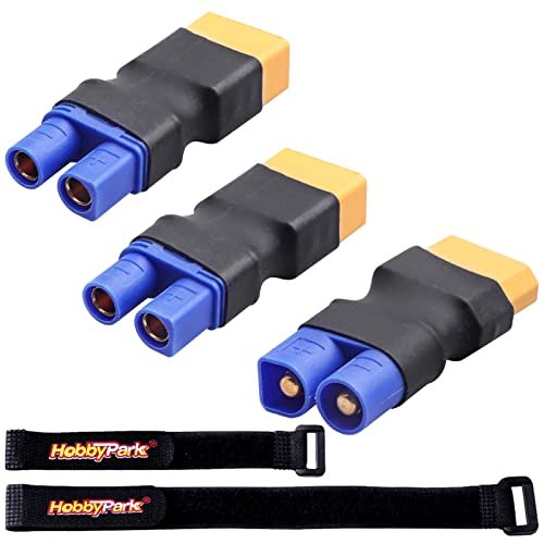 HobbyPark G Scale RC Conversion XT60 to EC3 Adapter Plugs with Battery Straps