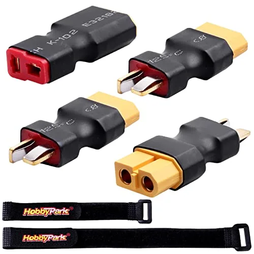 HobbyPark RC Lipo Battery Tray Connector Adapter Deans to XT60 with Battery Straps